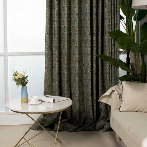 Verdunkelungsvorhänge Art-Deco-blaues elegantes Wohnzimmer