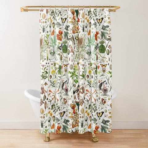 Duschvorhang mit Blättermotiv (L 180 cm x H 200 cm)