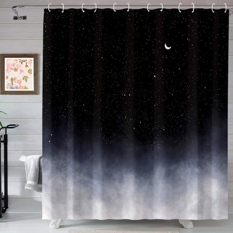 Schwarz-weißer Duschvorhang (L 180 cm x H 200 cm)