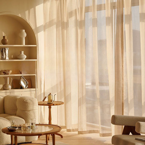 Transparenter Vorhang im Leinenstil