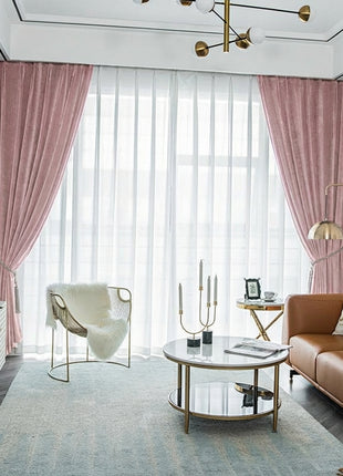 Rideau Occultant Velours Rose Blush Chambre