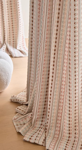 Rideau semi occultant tissage Fair Isle rose terracotta boho