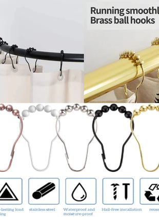 Kugelhaken aus Messing für Duschvorhänge (12 Stück)