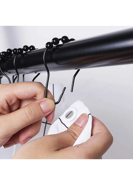 Crochets a billes laiton rideau douche finition nickel noir - Rideaux Deco
