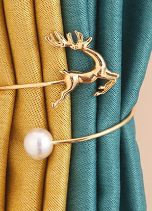 Eleganter Raffhalter für Vorhänge mit Hirsch und Perlen