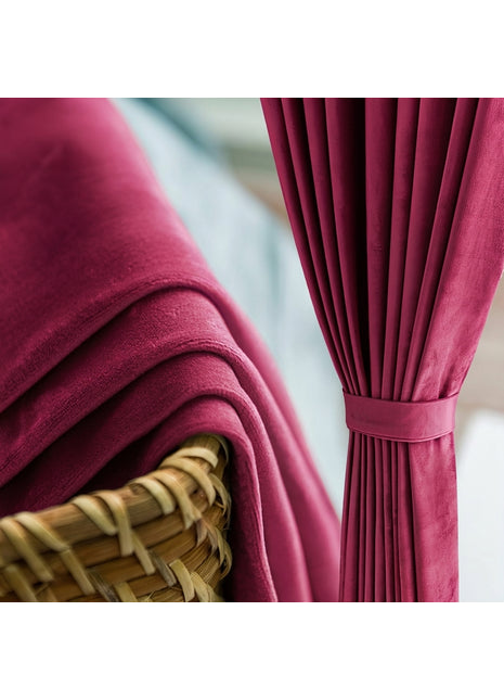 Rideau Occultant Velours Fuchsia Chambre