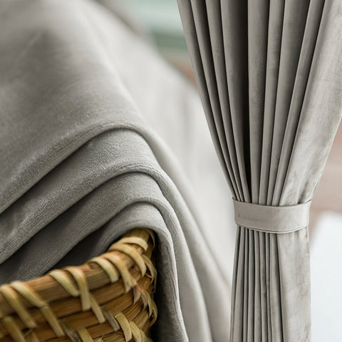 Rideau Occultant Velours Gris Cendré Bureau