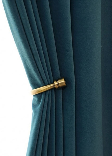 Rideau Occultant Velours Bleu Canard Chambre