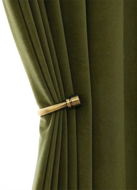 Rideau Occultant Velours Vert Olive Salon
