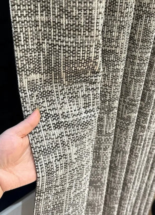 Moderner Verdunkelungsvorhang aus beigem Chenille mit Tweed-Effekt