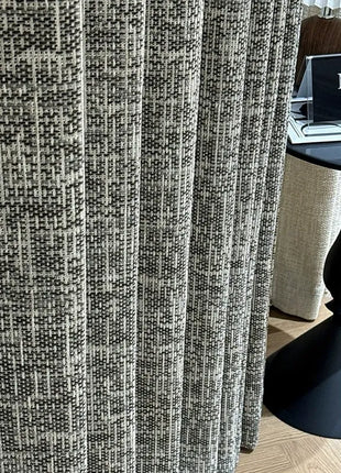 Moderner Verdunkelungsvorhang aus beigem Chenille mit Tweed-Effekt
