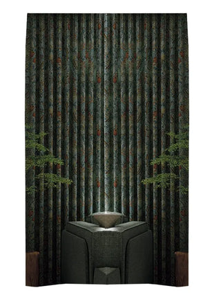 Jacquard-Vorhang mit roten Blumen und Vögeln im klassischen Stil