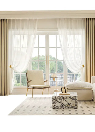 Eleganter Leinen-Beige-Vorhang