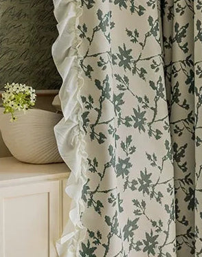 Verdunkelungsvorhang mit schwarzen Blumen aus glattem Chenille