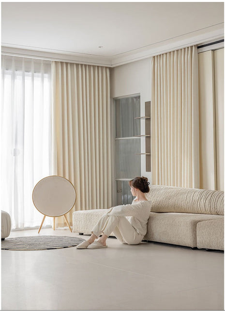 Beige gewebter Vorhang mit Struktureffekt für das Wohnzimmer