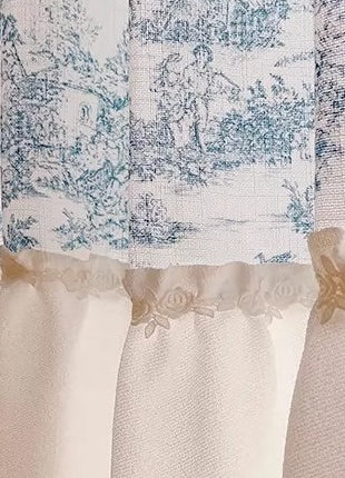 Marineblauer Barock-Samtvorhang mit goldenen Mustern
