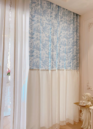 Marineblauer Barock-Samtvorhang mit goldenen Mustern