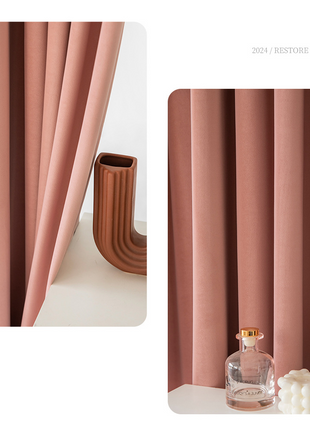 Rideau Occultant Velours Taupe Rosé Chambre