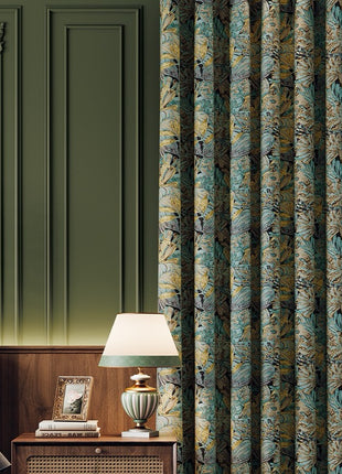 Verdunkelungsvorhänge Art-Deco-blaues elegantes Wohnzimmer