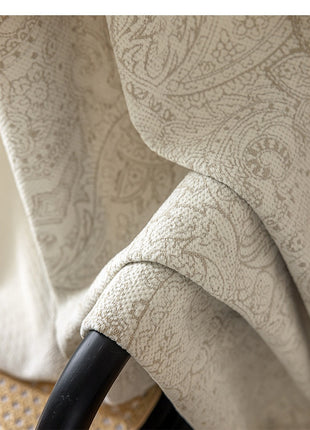Luxuriöser, verdunkelnder Jacquard-Vorhang aus beigem Baumwollleinen