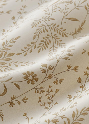 Beigefarbener Jacquard-Vorhang mit gestickten Mustern