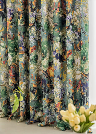 Vintage-Blumenvorhang mit Rüschen aus Baumwollmischung