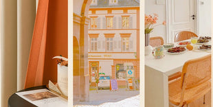 Orangefarbener Vorhang für modernes Wohnzimmer