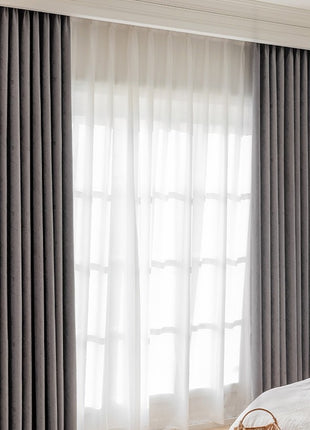 Moderner natürlicher grauer Fischgräten-Jacquard-Vorhang