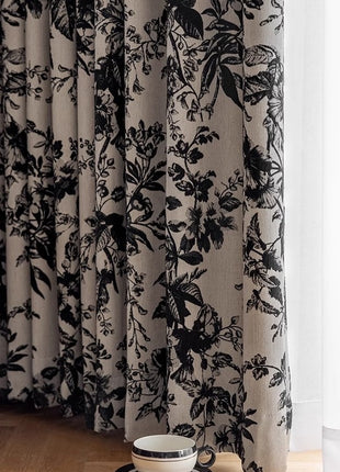 152 ROSIER-Vorhänge, 70 % Verdunkelung, Rokoko-Blumen, Samtdruckstruktur 78,50 €