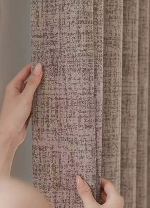 Dicker beiger Chenille-Vorhang mit braunem Muster