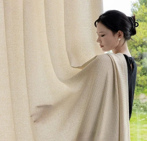 Moderner Chenille-Vorhang mit Ecru-Muster