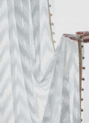 Vela23 weißer Voile-Vorhang mit Muster