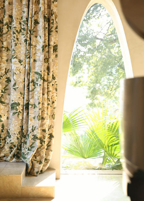 Rideau Beige Motif Fleurs