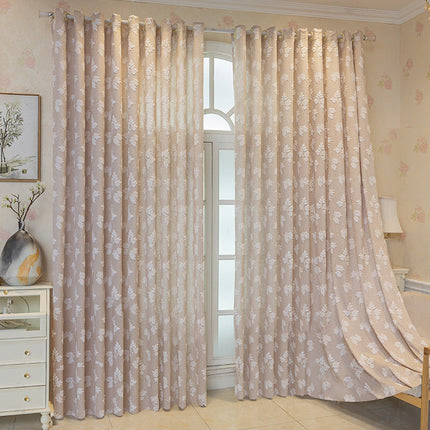 Rideau Rose Motifs Feuille