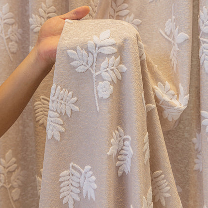 Rideau Rose Motifs Feuille