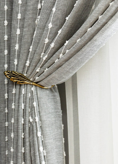 Rideau Voilage Gris Léger pompom