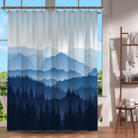 Duschvorhang mit Bergmuster (L 180 cm x H 200 cm)