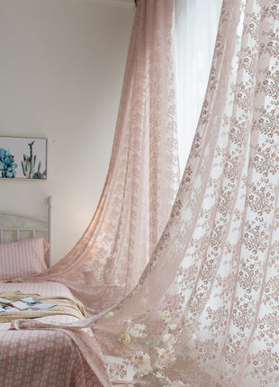 Voilage Rose Brodé