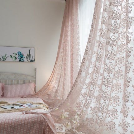 Voilage Rose Brodé