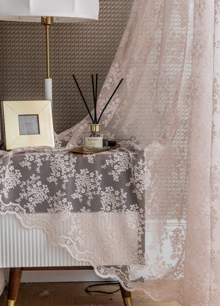Voilage Rose Brodé